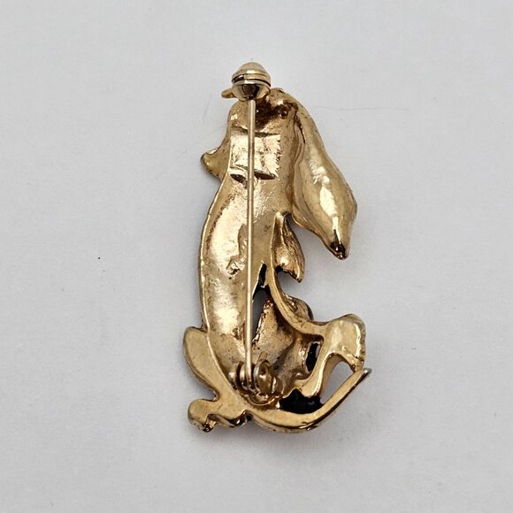 Vtg Brooch & Earrings Bassett Hound Dog 70s Classy Elegant Statement Jewelry Set - Picture 9 of 16